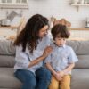 Mother comforting her son who may have PANS/PANDAS OCD